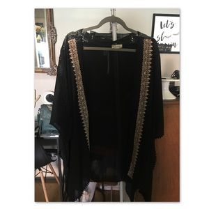 Black Embroidered Kimono